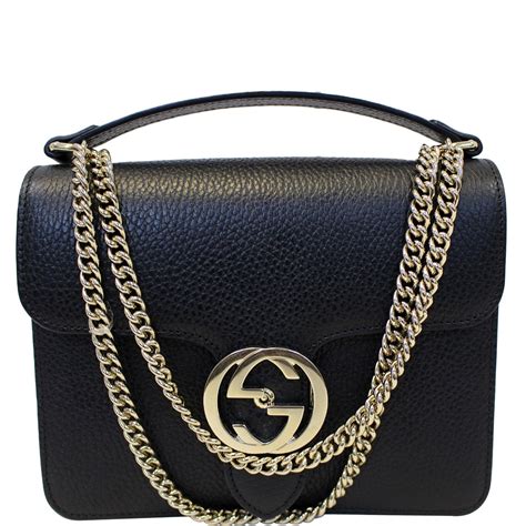 black leather Gucci crossbody bag